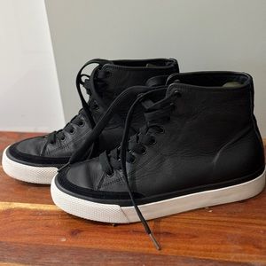 Rag & Bone black leather high top sneakers